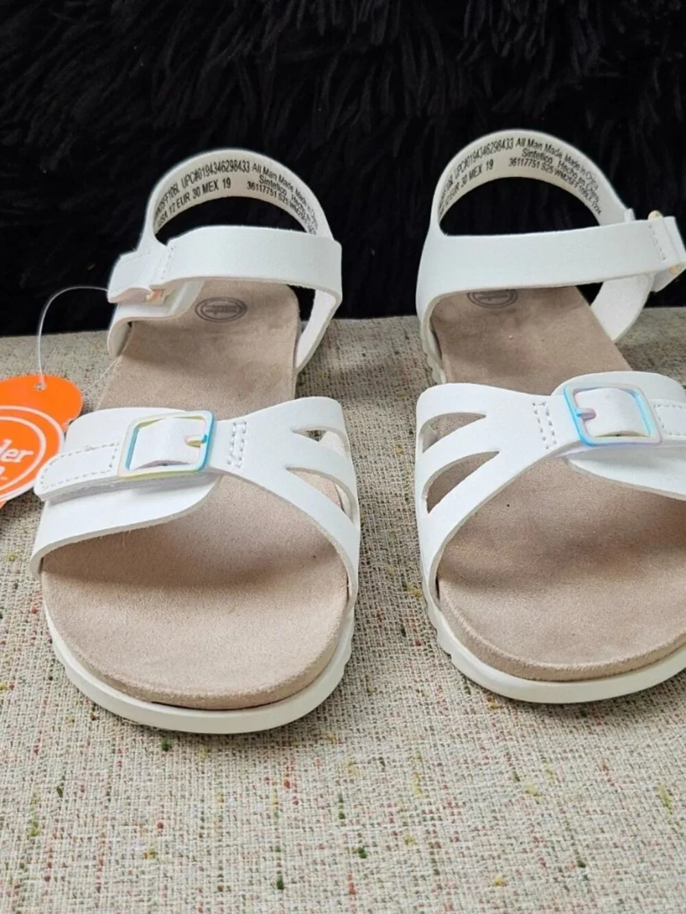 Wonder nation Kid Girl Sandal White Faux Vegan Leather Shoe Size 12USA 30EU NWT